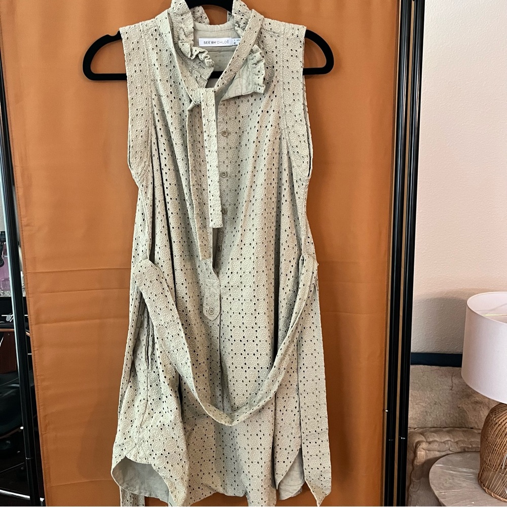 See by Chloe Tie Neck Mini Dress